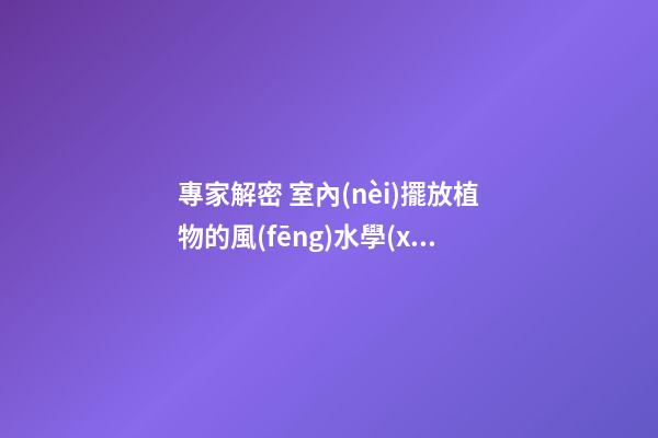 專家解密 室內(nèi)擺放植物的風(fēng)水學(xué)識(shí)